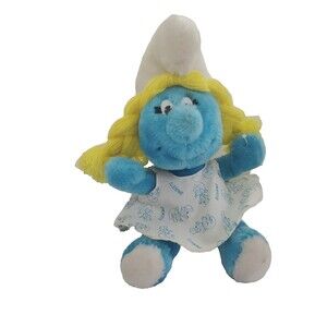 Vintage Smurfette Plush Smurf Character From 1981 10" Sitting Korea Peyo Wallace